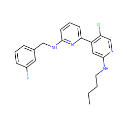 CCCCNc1cc(-c2cccc(NCc3cccc(F)c3)n2)c(Cl)cn1 ZINC000169703769