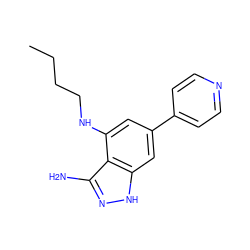 CCCCNc1cc(-c2ccncc2)cc2[nH]nc(N)c12 ZINC000063540178