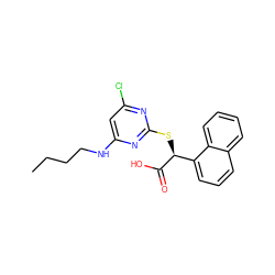 CCCCNc1cc(Cl)nc(S[C@H](C(=O)O)c2cccc3ccccc23)n1 ZINC000049113262