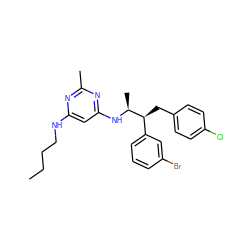 CCCCNc1cc(N[C@@H](C)[C@@H](Cc2ccc(Cl)cc2)c2cccc(Br)c2)nc(C)n1 ZINC000043073339