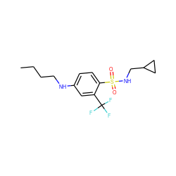 CCCCNc1ccc(S(=O)(=O)NCC2CC2)c(C(F)(F)F)c1 ZINC000145980233