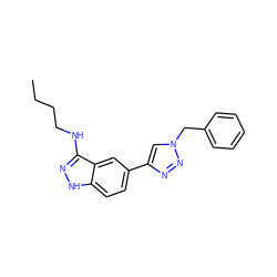 CCCCNc1n[nH]c2ccc(-c3cn(Cc4ccccc4)nn3)cc12 ZINC000149171502