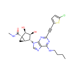 CCCCNc1nc(C#Cc2ccc(Cl)s2)nc2c1ncn2[C@H]1[C@H](O)[C@H](O)[C@]2(C(=O)NC)C[C@H]12 ZINC000473134007