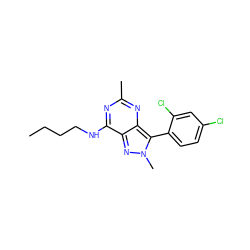 CCCCNc1nc(C)nc2c(-c3ccc(Cl)cc3Cl)n(C)nc12 ZINC000013445099