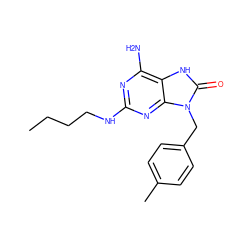 CCCCNc1nc(N)c2[nH]c(=O)n(Cc3ccc(C)cc3)c2n1 ZINC000028571091