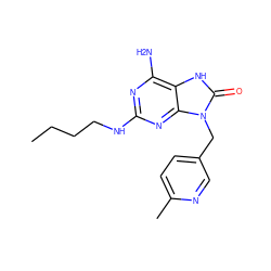 CCCCNc1nc(N)c2[nH]c(=O)n(Cc3ccc(C)nc3)c2n1 ZINC000001553699