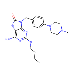 CCCCNc1nc(N)c2[nH]c(=O)n(Cc3ccc(N4CCN(C)CC4)cc3)c2n1 ZINC000095595645