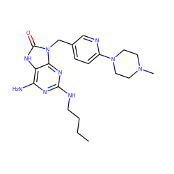 CCCCNc1nc(N)c2[nH]c(=O)n(Cc3ccc(N4CCN(C)CC4)nc3)c2n1 ZINC000095597475