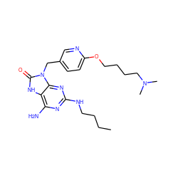 CCCCNc1nc(N)c2[nH]c(=O)n(Cc3ccc(OCCCCN(C)C)nc3)c2n1 ZINC000095595170