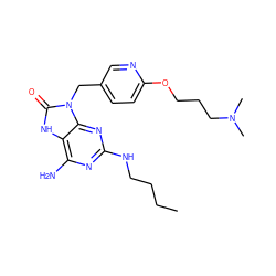 CCCCNc1nc(N)c2[nH]c(=O)n(Cc3ccc(OCCCN(C)C)nc3)c2n1 ZINC000095593828