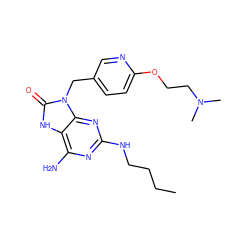 CCCCNc1nc(N)c2[nH]c(=O)n(Cc3ccc(OCCN(C)C)nc3)c2n1 ZINC000043200174