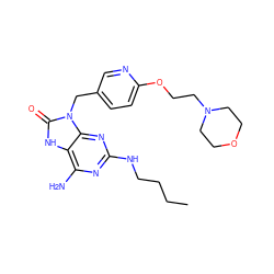 CCCCNc1nc(N)c2[nH]c(=O)n(Cc3ccc(OCCN4CCOCC4)nc3)c2n1 ZINC000095596068