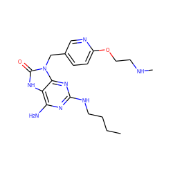 CCCCNc1nc(N)c2[nH]c(=O)n(Cc3ccc(OCCNC)nc3)c2n1 ZINC000095596813