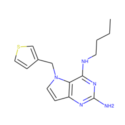 CCCCNc1nc(N)nc2ccn(Cc3ccsc3)c12 ZINC001772634946