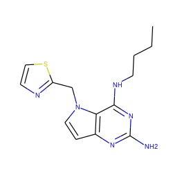 CCCCNc1nc(N)nc2ccn(Cc3nccs3)c12 ZINC001772601711