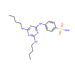 CCCCNc1nc(NCCCC)nc(Nc2ccc(S(N)(=O)=O)cc2)n1 ZINC000028467556