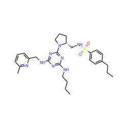 CCCCNc1nc(NCc2cccc(C)n2)nc(N2CCC[C@@H]2CNS(=O)(=O)c2ccc(CCC)cc2)n1 ZINC000095554675