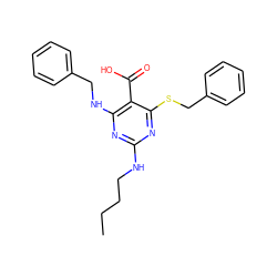 CCCCNc1nc(NCc2ccccc2)c(C(=O)O)c(SCc2ccccc2)n1 ZINC000053299018