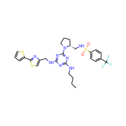 CCCCNc1nc(NCc2csc(-c3cccs3)n2)nc(N2CCC[C@@H]2CNS(=O)(=O)c2ccc(C(F)(F)F)cc2)n1 ZINC000095552571