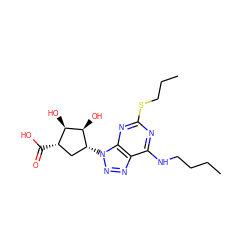 CCCCNc1nc(SCCC)nc2c1nnn2[C@@H]1C[C@H](C(=O)O)[C@@H](O)[C@H]1O ZINC000028957395