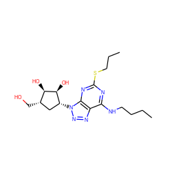 CCCCNc1nc(SCCC)nc2c1nnn2[C@@H]1C[C@H](CO)[C@@H](O)[C@H]1O ZINC000028957403