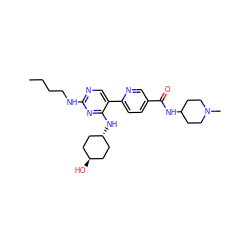 CCCCNc1ncc(-c2ccc(C(=O)NC3CCN(C)CC3)cn2)c(N[C@H]2CC[C@H](O)CC2)n1 ZINC000261184546