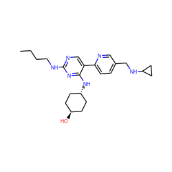 CCCCNc1ncc(-c2ccc(CNC3CC3)cn2)c(N[C@H]2CC[C@H](O)CC2)n1 ZINC000261155790