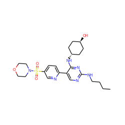 CCCCNc1ncc(-c2ccc(S(=O)(=O)N3CCOCC3)cn2)c(N[C@H]2CC[C@H](O)CC2)n1 ZINC000261185113