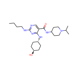 CCCCNc1ncc(C(=O)NC2CCN(C(C)C)CC2)c(N[C@H]2CC[C@H](O)CC2)n1 ZINC000261087807