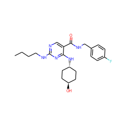 CCCCNc1ncc(C(=O)NCc2ccc(F)cc2)c(N[C@H]2CC[C@H](O)CC2)n1 ZINC000261089298