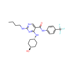 CCCCNc1ncc(C(=O)Nc2ccc(C(F)(F)F)cc2)c(N[C@H]2CC[C@H](O)CC2)n1 ZINC000261094811