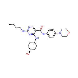 CCCCNc1ncc(C(=O)Nc2ccc(N3CCOCC3)cc2)c(N[C@H]2CC[C@H](O)CC2)n1 ZINC000261138200