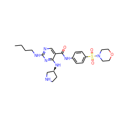 CCCCNc1ncc(C(=O)Nc2ccc(S(=O)(=O)N3CCOCC3)cc2)c(N[C@H]2CCNC2)n1 ZINC000103257266