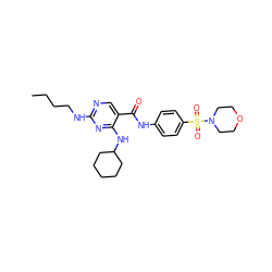 CCCCNc1ncc(C(=O)Nc2ccc(S(=O)(=O)N3CCOCC3)cc2)c(NC2CCCCC2)n1 ZINC000103257250