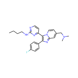 CCCCNc1nccc(-c2c(-c3ccc(F)cc3)nc3cc(CN(C)C)ccn23)n1 ZINC000028963523