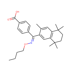 CCCCO/N=C(\c1ccc(C(=O)O)cc1)c1cc2c(cc1C)C(C)(C)CCC2(C)C ZINC000003834071