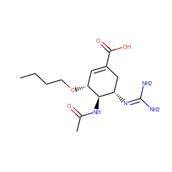 CCCCO[C@@H]1C=C(C(=O)O)C[C@H](N=C(N)N)[C@H]1NC(C)=O ZINC000004134494