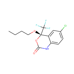 CCCCO[C@]1(C(F)(F)F)OC(=O)Nc2ccc(Cl)cc21 ZINC000005973703