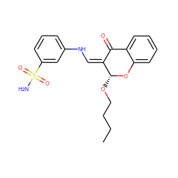 CCCCO[C@H]1Oc2ccccc2C(=O)/C1=C\Nc1cccc(S(N)(=O)=O)c1 ZINC000653851921