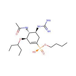 CCCCO[P@@](=O)(O)C1=C[C@@H](OC(CC)CC)[C@H](NC(C)=O)[C@@H](NC(=N)N)C1 ZINC000169344628