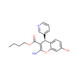 CCCCOC(=O)C1=C(N)Oc2cc(O)ccc2[C@@H]1c1cccnc1 ZINC000103253016