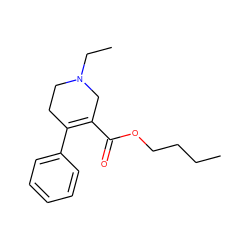 CCCCOC(=O)C1=C(c2ccccc2)CCN(CC)C1 ZINC000013782796