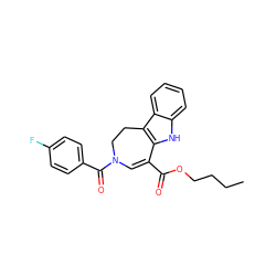 CCCCOC(=O)C1=CN(C(=O)c2ccc(F)cc2)CCc2c1[nH]c1ccccc21 ZINC000040860229