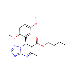 CCCCOC(=O)C1C(C)=Nc2ncnn2[C@H]1c1cc(OC)ccc1OC ZINC000101616385