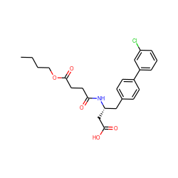 CCCCOC(=O)CCC(=O)N[C@@H](CC(=O)O)Cc1ccc(-c2cccc(Cl)c2)cc1 ZINC000166204803