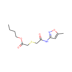 CCCCOC(=O)CSCC(=O)Nc1cc(C)on1 ZINC000002482915