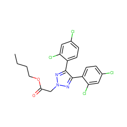 CCCCOC(=O)Cn1nc(-c2ccc(Cl)cc2Cl)c(-c2ccc(Cl)cc2Cl)n1 ZINC000040936404