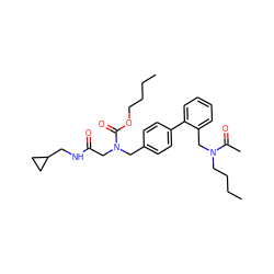 CCCCOC(=O)N(CC(=O)NCC1CC1)Cc1ccc(-c2ccccc2CN(CCCC)C(C)=O)cc1 ZINC000029413608