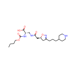 CCCCOC(=O)N[C@@H](CNC(=O)C[C@@H]1CC(CCCC2CCNCC2)=NO1)C(=O)O ZINC000013763449