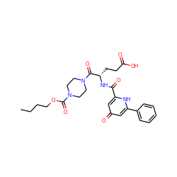 CCCCOC(=O)N1CCN(C(=O)[C@H](CCC(=O)O)NC(=O)c2cc(=O)cc(-c3ccccc3)[nH]2)CC1 ZINC000045372447